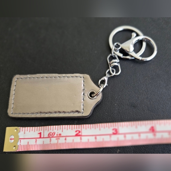 Coach Patent Leather Purse Hang Tag Keychain Metallic Silver - Picture 2 of 2